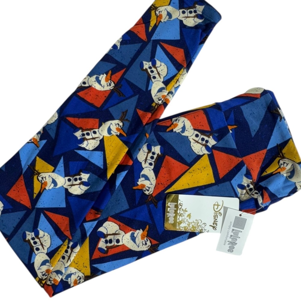 NWT LuLaRoe Disney OS OLAF Snowman FROZEN Blue Orange Yellow Leggings